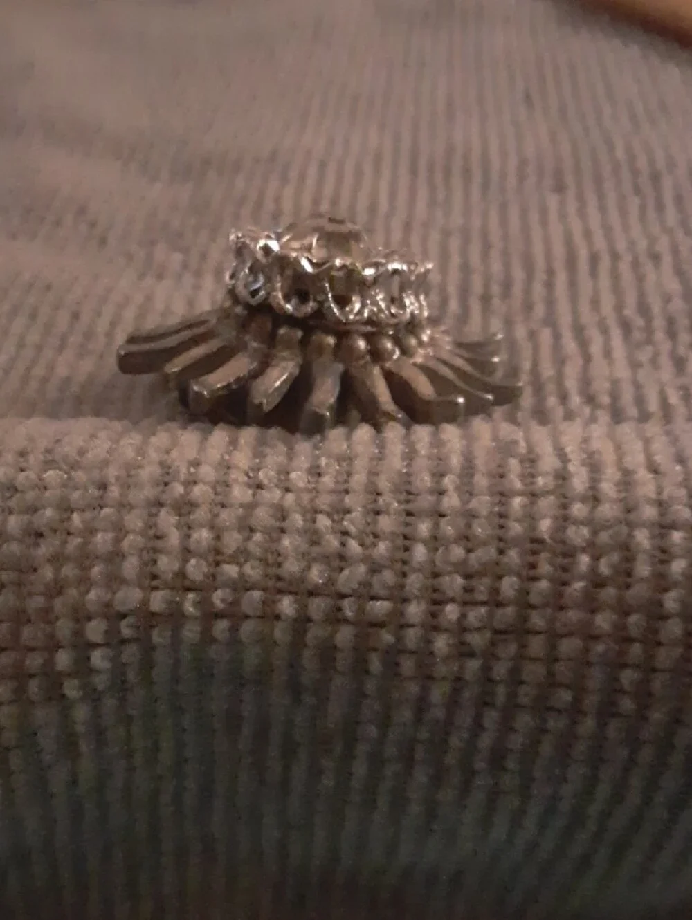 Silver Tone Sunburst Crystal Brooch - Unbranded